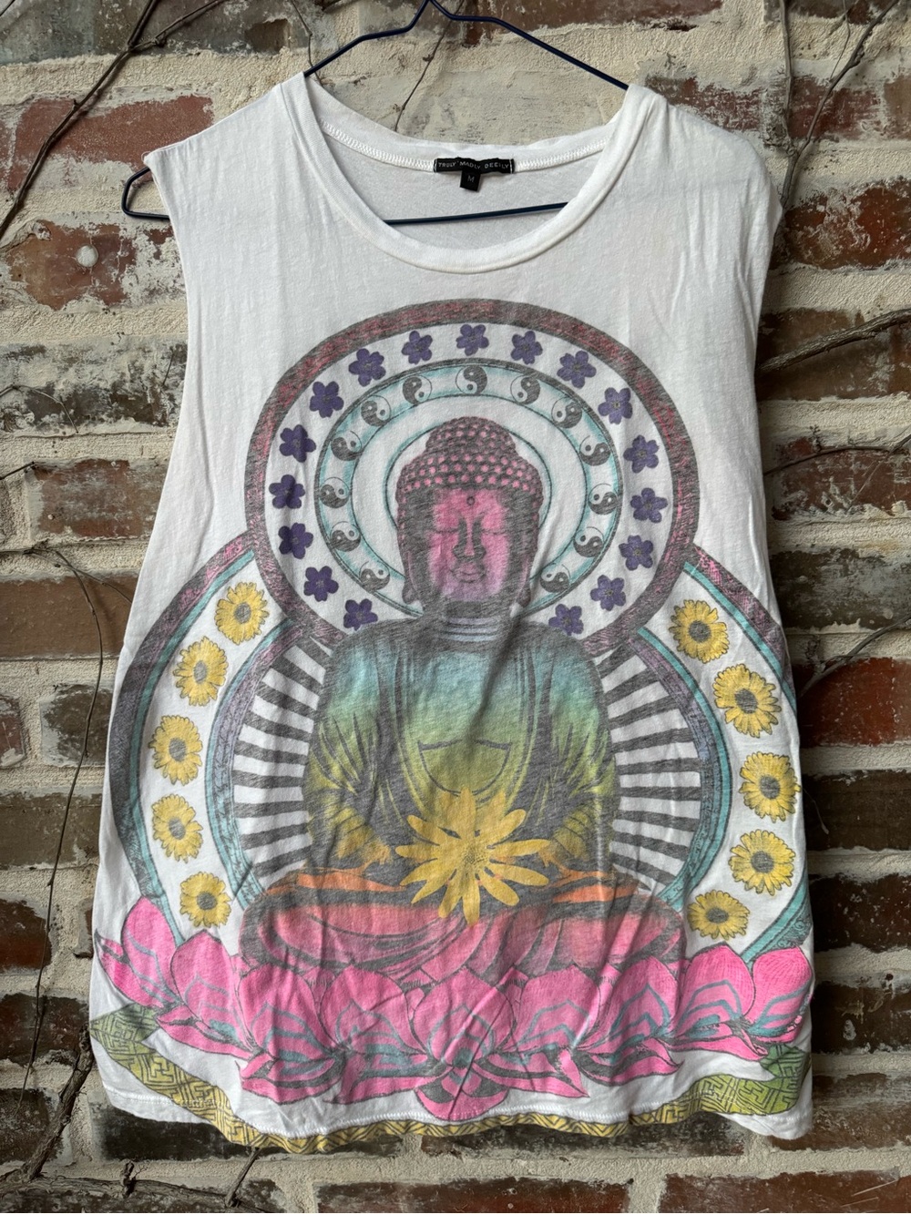 graphic.🏷️ Truly Madly Deeply Bohemian Rainbow Buddha Muscle Tank Top